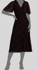 Lauren by Ralph Lauren Women's Black Abel Wrap Midi Dress Size 16