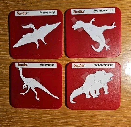 4 SIZZIX DINOSAUERS RED THIN DIES SCRAPBOOKING /  CARDMAKING DIECUTTING  