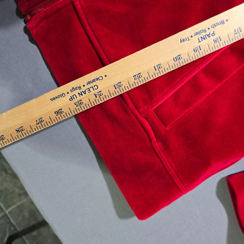 Lauren Ralph Lauren Active women Red Velvet Jacket sweatshirt crest 1X zip logo - Image 3 of 4