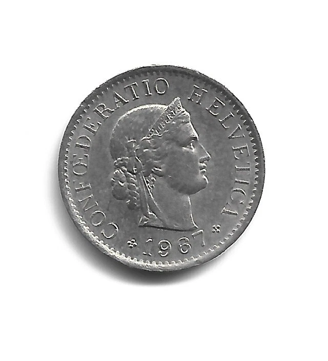1967Bスイスコンフォデラティオ・ヘルヴェティカ 5フラン銀貨PCGSAU58