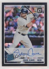 2019 Panini Donruss Optic Black Cracked Ice Prizm 18/25 Jake Cave Auto 3l1