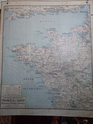 Carte scolaire La FRANCE DE L'OUEST Normandie Bretagne Charentes Armand Colin 60 - Photo 1/4