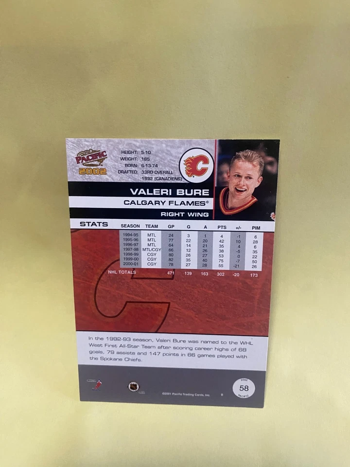 2001-02 PACIFIC PREMIERE DATE VALERI BURE 38/45 - Image 4 of 4