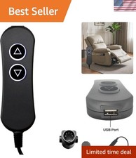 Power Recliner Remote 2-Button 5-Pin Prong Hand Control with USB Backlight