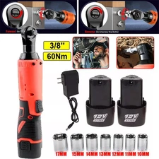 Electric Ratchet Cordless Impact Wrench 3/8 Right Angle Power Tool + 2 Battery