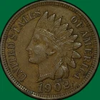 1902 Indian Head Cent Extremely Fine XF Coin, Scratch #41167
