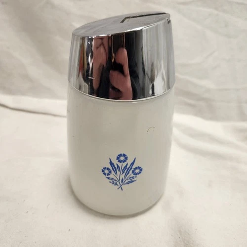 Vtg Santa Barbara Dispensers Milk Glass Sugar Shaker Blue Morning Glory 6A 930
