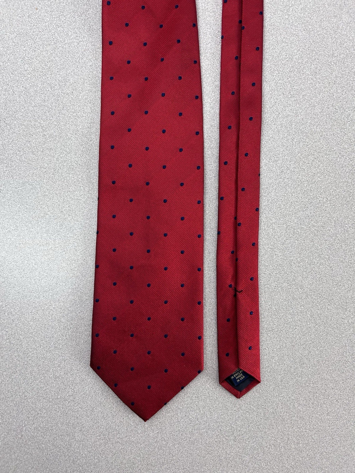 Brooks Brothers Makers 57” Men’s Tie All Silk Red Navy Dots Made in USA thumbnail 5