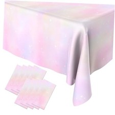 Disposable Tablecloth Pastel Tablecloths 8 PCS Waterproof 8 Packs Rainbow