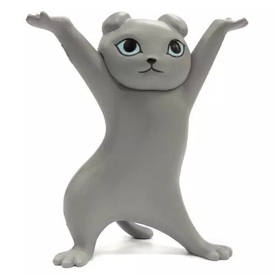 Drop Ears Cat Pen Holder Mini Figure Gray Long Hair Version Collectible