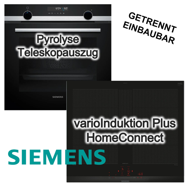 Siemens Herdset Pyrolyse Teleskopauszug + Induktionskochfeld Flexzonen Booster-image