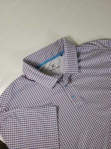 Johnston & Murphy XC4 Polo Mens Extra Large White W/Colorful Geometric Pattern