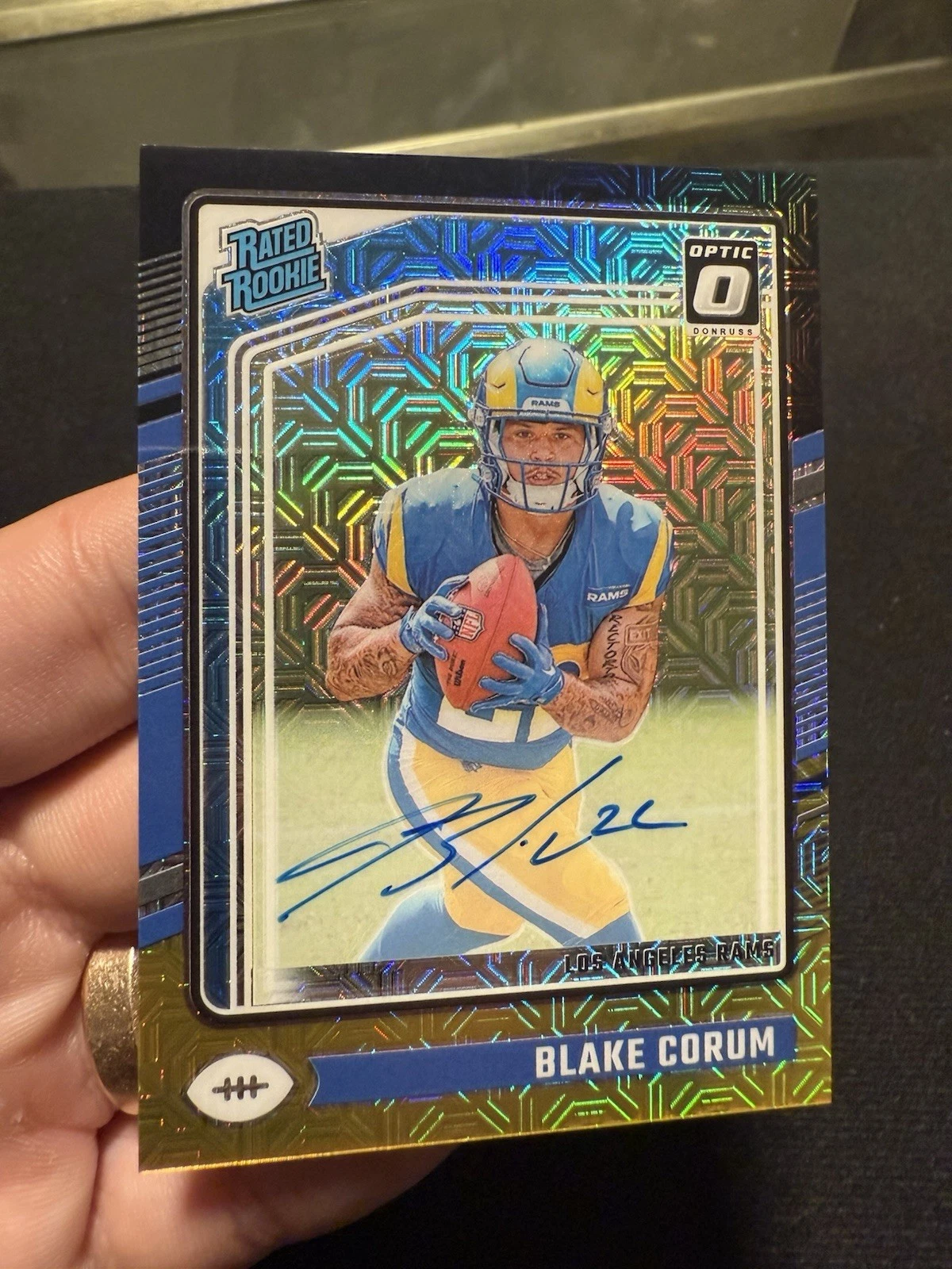 BLAKE CORUM 2024 DONRUSS OPTIC RATED ROOKIE BLACK GOLD ON CARD AUTO /60