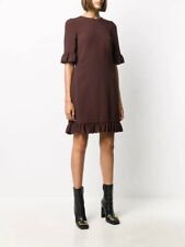 Dolce Gabbana Short Cady Ruffle Trim Dress Brown IT 42 US 6 Org $1,995
