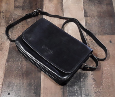 Raffaello Firenze Leather Crossbody Bag Shoulder Purse Black Florence Italy