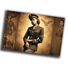 nice vintage woman officer uniform retro WW2 Photo Glossy 4 6 in P41