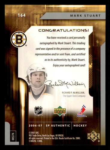 2006-07 SP Authentic #164 Mark Stuart AU RC /999 (ref 240174) - Picture 2 of 2