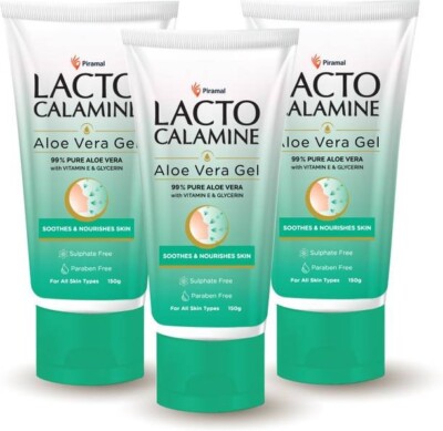 Lacto Calamine Aloe Vera Gel 99% Pure Natural, Vitamin E & Glycerin Non-Sticky