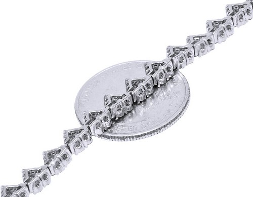 Damen Echt Baguette Diamant Herzform Glieder Tennis Armband 3 1/2 Karat 14K Weiß... - Bild 4 von 4