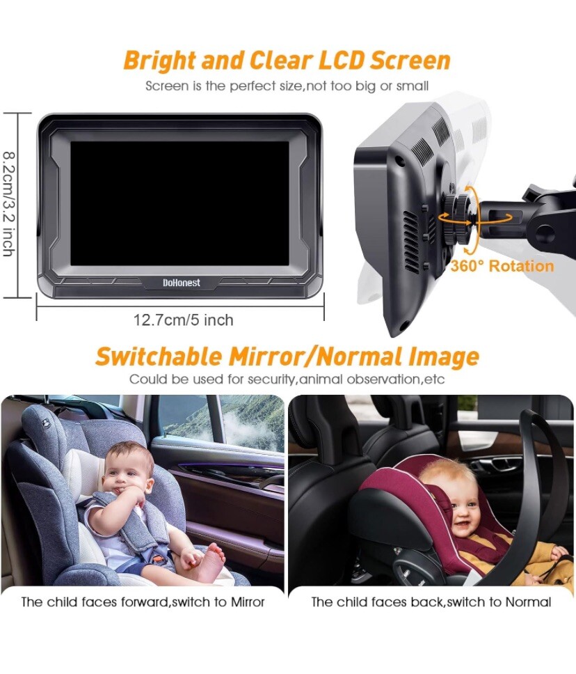 Dohonest Baby Car Camera for Backseat HD 1080P Easy Setup Carseat Camera Rear F Falak Tayyeb