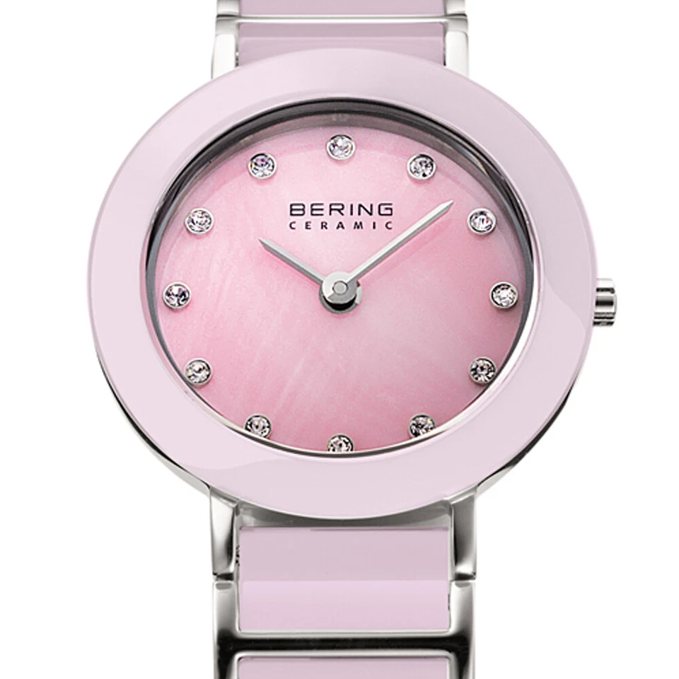 Bering Time Ceramic Silver Steel and Pink Ceramic Links Women's Watch. 11422-999 - Image 3 of 4