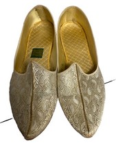 Vintage Daniel Green Comfy Slippers Sz 6 Gold Metallic Yellow 60s