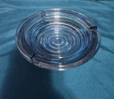 Vintage Ashtray Ribbed Blue Tint Clear Glass 6"
