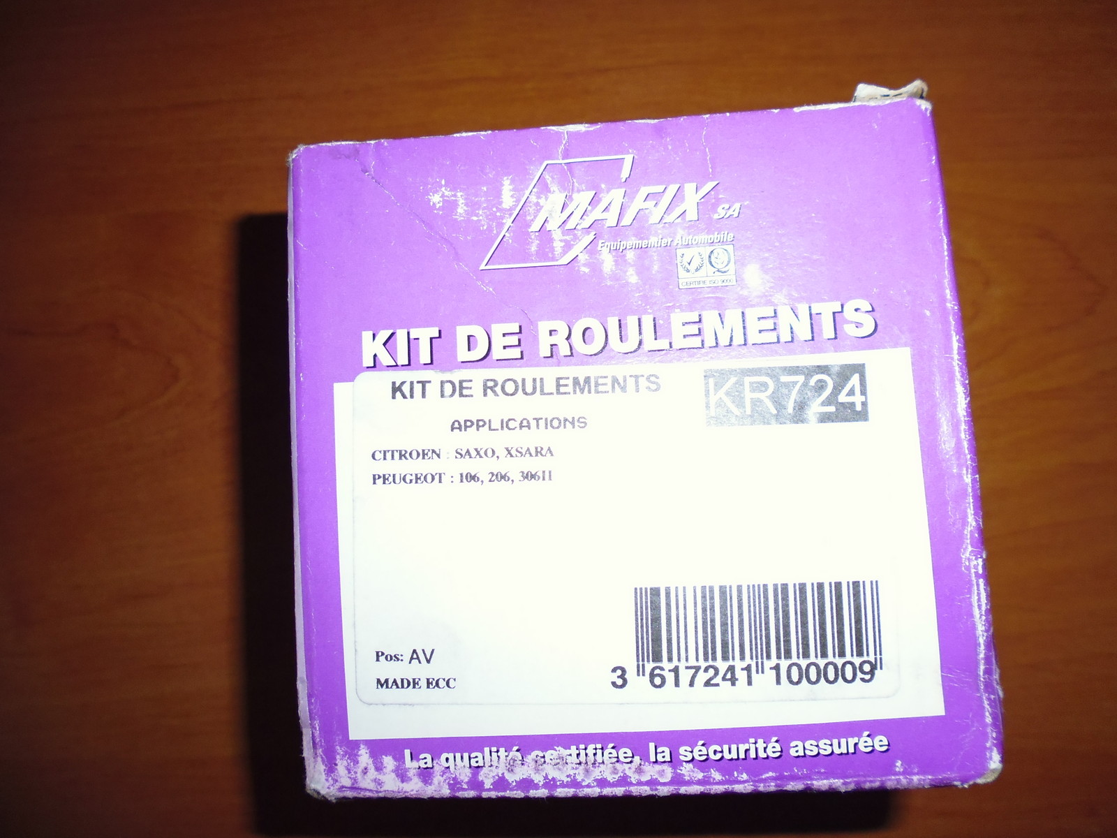 Roulement roue avant Peugeot 106 de haute précision pour ajustement parfait sur moyeu