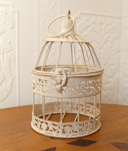 Deko Vogelkäfig Pflanzkäfig Vogelbauer Pflanzkorb Hängekorb Shabby 32x22x14cm