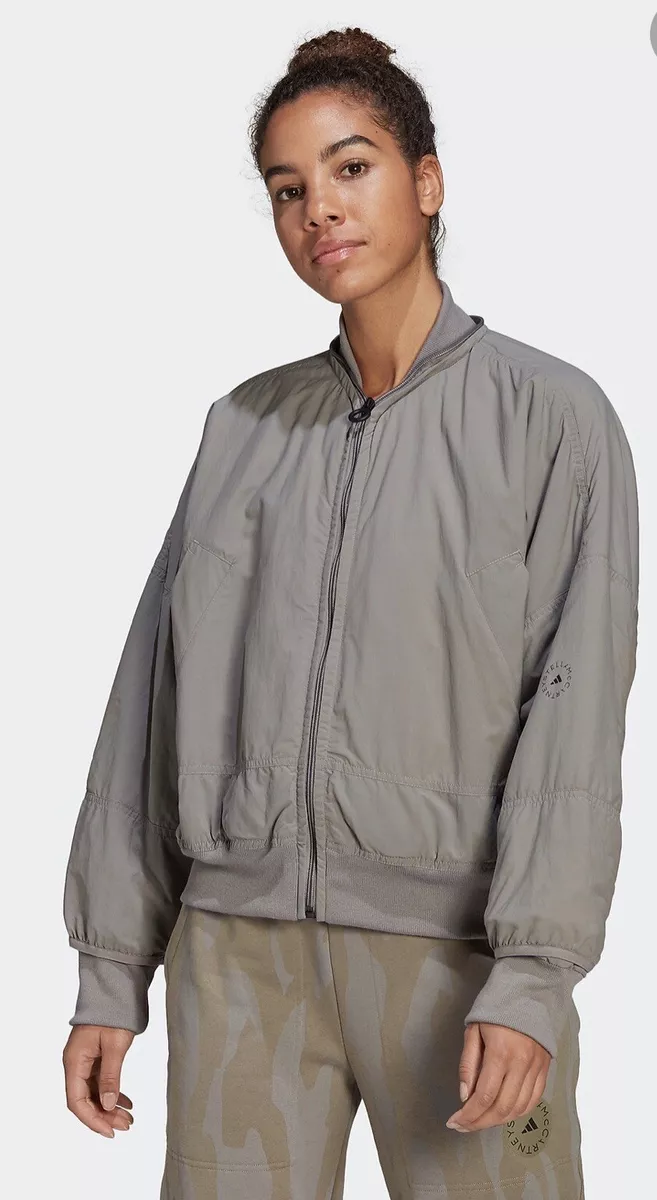 NWT! ADIDAS BY STELLA McCARTNEY ASMC WOVEN BOMBER JACKET IN GRAY