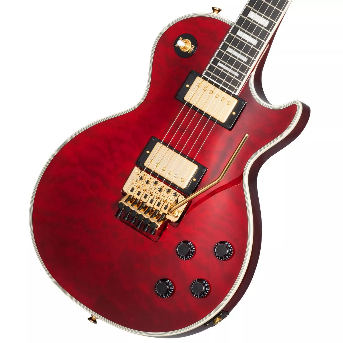 Epiphone Alex Lifeson Les Paul Custom Axcess Quilt Ruby with hard