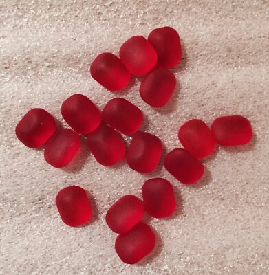 AM953 Vintage glass octagons 10x8mm ruby matte smooth top faceted back (24)