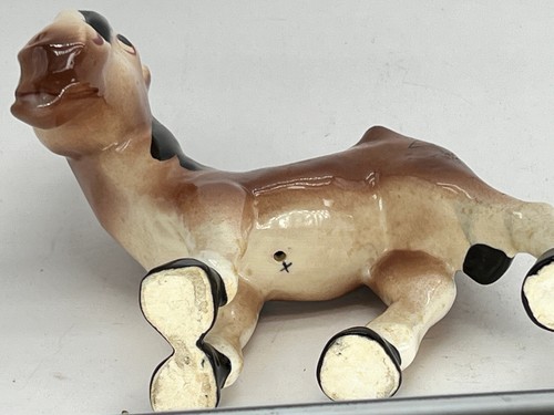 Figura Caballo 7 X 17. Cerámica tricolor 5" marca firmada pintura antigua melena negra - Imagen 7 de 10