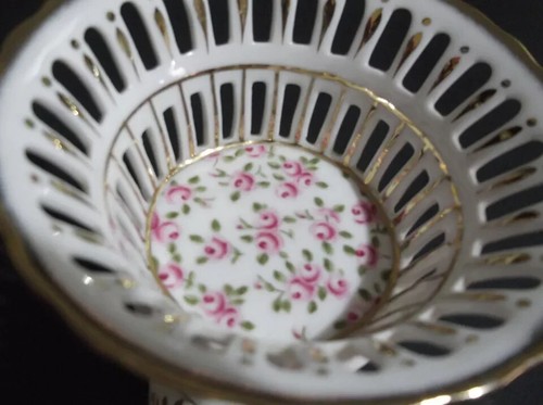 Limoges SMALL Pierced Pedestal Fruit Bowl Cookies Candy Dessert Serving Stand !! - Picture 3 of 6