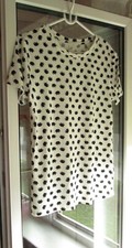 H&M BASIC STRETCH SHIRT ALLOVER ELEFANTEN PRINT CREMEWEISS SCHWARZ M 38 NEU