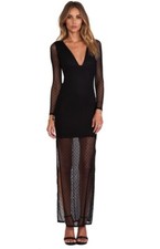 Nookie Wink Maxi Dress sheer sleeve black size 6