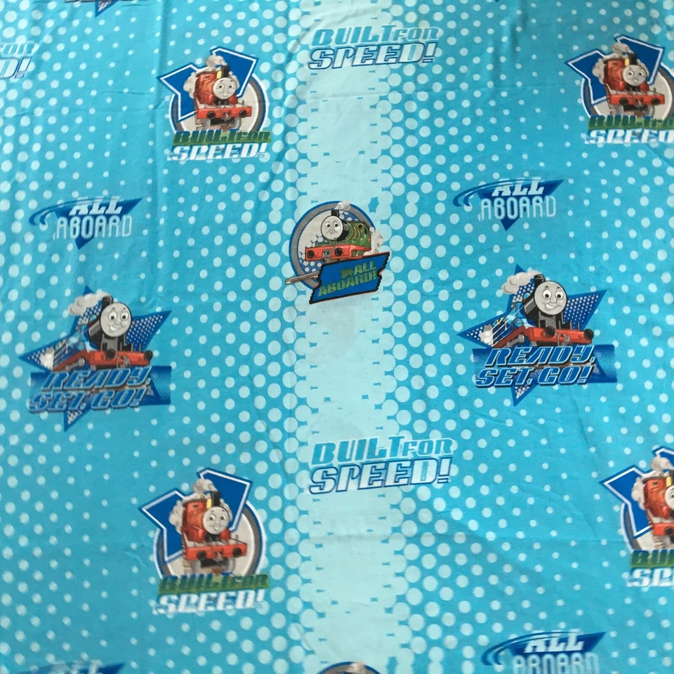 Thomas & Friends Trains Blue Dots Twin Size Flat Sheet Kids Boy's Bedding Fabric - Image 2 of 4