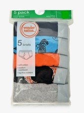 Wonder Nation Boys Briefs Tag Free Cotton Underwear 5 Pair L 10-12 25.5-27"