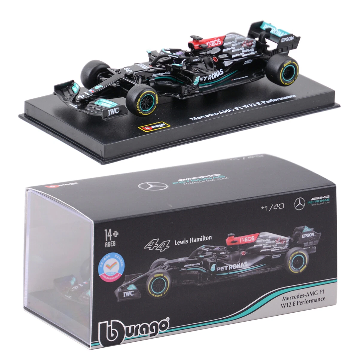 1 43 Bburago 2021 Mercedes AMG F1 W12 E Performance 44 Levis Hamilton Model Car