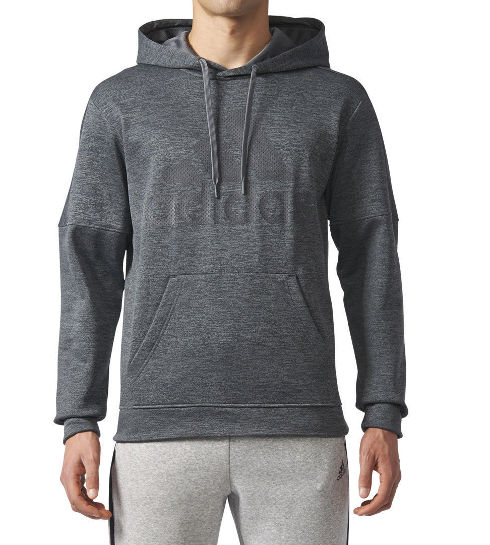 Adidas Men's TL FLC PO Logo Grey/Black Pullover Hoodie (CW2424