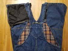 BERNE Mens 2XL 43"W x 32.5" I Denim Zip Leg Quilt Lined Zip fly Bib Overalls