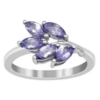 925 Fine Silver 1.50 Ctw Natural Tanzanite Women Wedding Cluster Ring