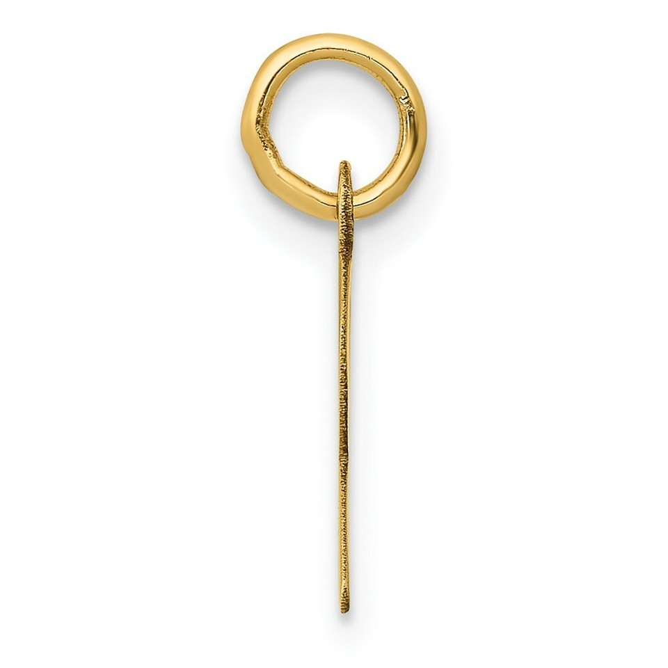 14k Yellow Gold Small Slanted Block Initial R Charm Pendant 0.59