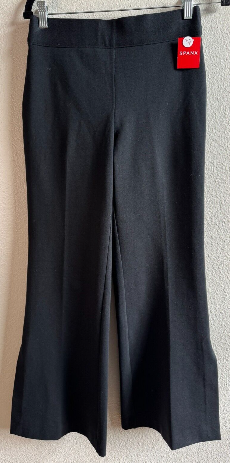 NWT Spanx Perfect Double Slit Flare Leg Pant Small Petite Black Stretch