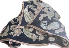 Fraas Scarf Company Paisley Silk Scarf, Navy, White Pink 20 X 20   Charm NWOT