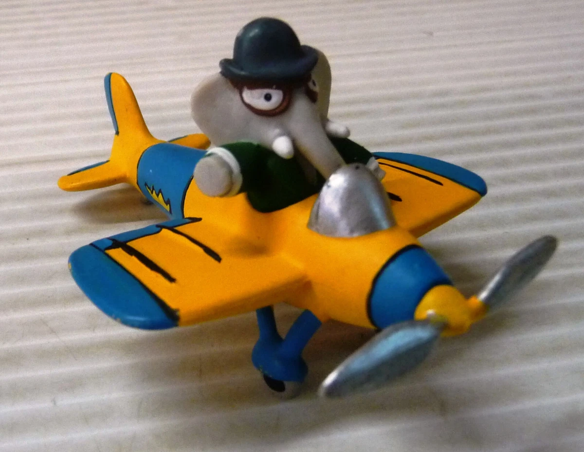 babar en avion plastoy tintin 7.5 cm longueur.