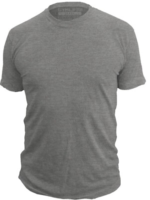 Gym Life  BLANK Tee Men's Athletic T-Shirt Work Out Exercise Fitness Shirt Slate