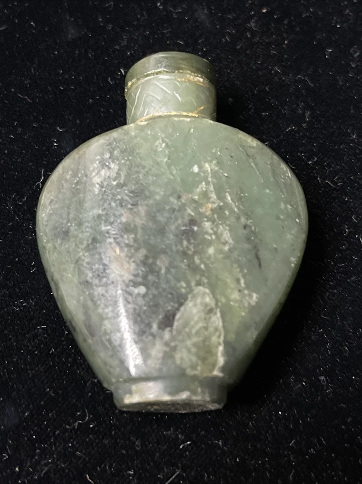 BOTELLA DE TABACO DE JADE pintada china antigua fina con TAPA DINASTÍA QING Foto 3 de 4
