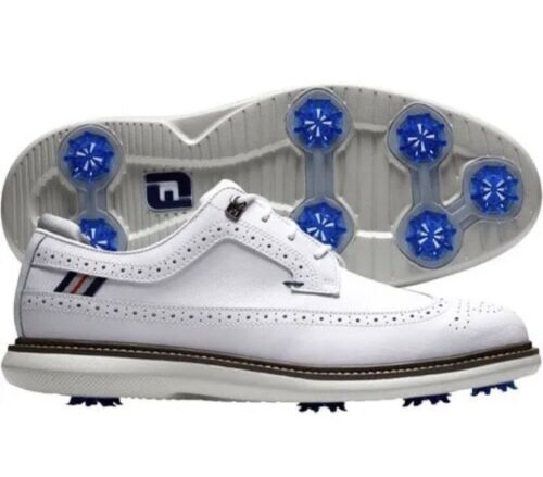 NEW FootJoy Men´s Traditions Wing Tip Golf Shoe White/White/Grey 57910 Size 9