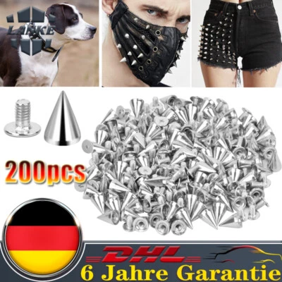 MARKENLOS 200 x Metall Leder Nieten Killer Nieten Spitznieten Punk Gothic Spike Ziernieten